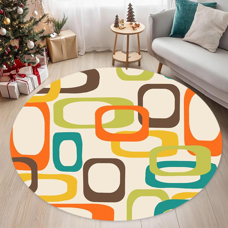 Wholesale Commercial Printing - Mid Century Modern Geometric Round Rug