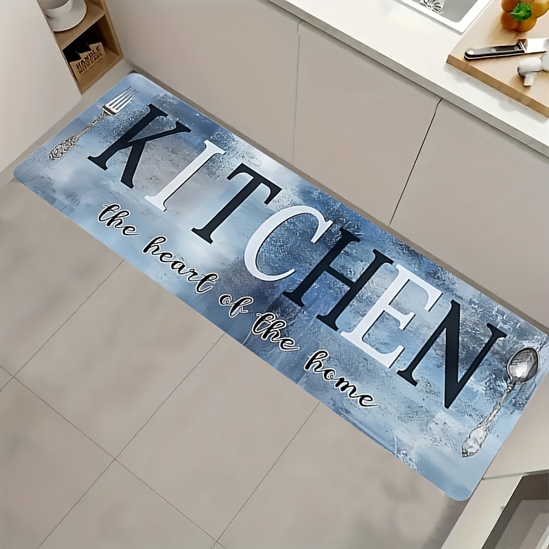 Wholesale Commercial Printing - Blue Textured Kitchen Runner Rug KITCHEN