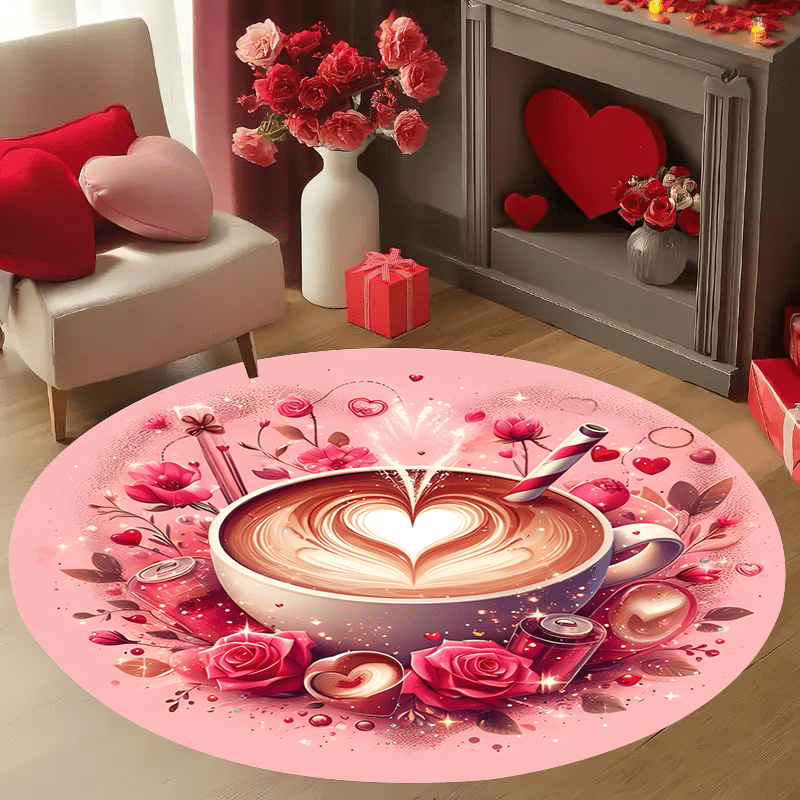 Wholesale Commercial Printing - Romantic Pink Valentine Circular Area Rug